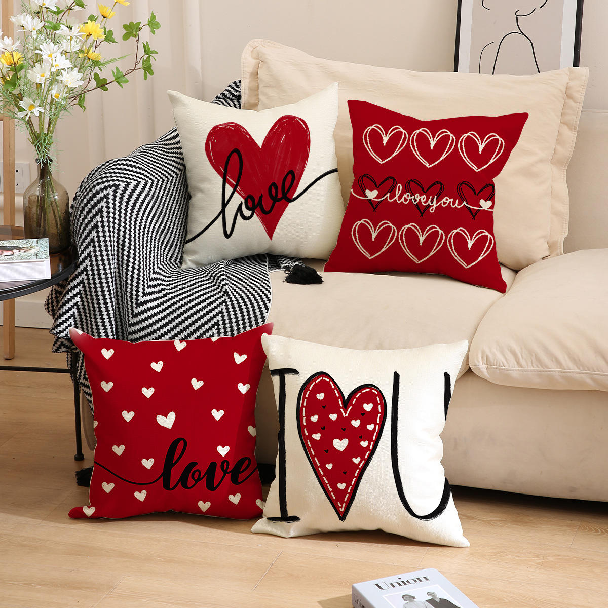 Red Heart Shape Pillows - Customizable Valentines Gifts, image size:1200x1200