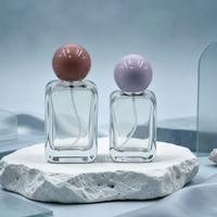 Flacons vides transparents 30ml 50ml, flacons de parfum haut de gamme, vaporisateur de parfum avec bouchons à bille colorés