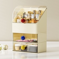 Glänzende Kunststoff-Kosmetikbox mit Großer Kapazität, Staubdicht, mit Schublade für Schminktisch, zur Aufbewahrung von Kosmetik und Lippenstiften