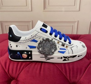 Zapatillas Unisex WITHCOCO con Cordones en el Tobillo, Diseño de Parches, Insignias Pintadas a Mano, Tachuelas, Parte Superior de Cuero Genuino, Aumento de Altura - Product Image 4