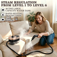 Nettoyeur vapeur portatif 1500W, réservoir d'eau de 1500 ml, nettoyeur vapeur, nettoyage entièrement naturel sans produits chimiques agressifs