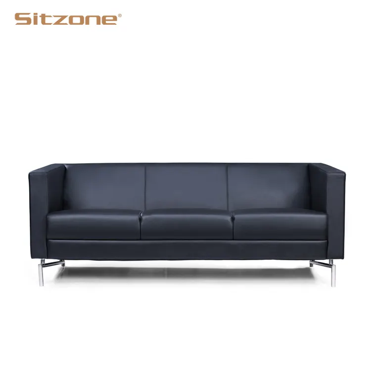 Canapé intégré au design moderne, 3 places, meuble de réception en cuir, idéal pour un salon ou un bureau