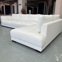 Canapé d'angle moderne blanc pour salon, canapé contemporain avec chaise longue à droite et coussins de dossier rembourrés
