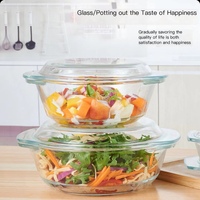Four à micro-ondes de grande capacité, plats de cuisson ronds ovales à haute teneur en borosilicate avec couvercle en verre