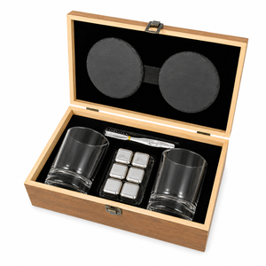 SKYJOY Juego de Regalo de 2 Vasos de Whisky Vintage Ecológicos con Caja de Madera para Grabado Láser y Suministros de Bar - Product Image 2