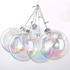 Bola de cristal iridiscente transparente de alta calidad, ornamento de Navidad para decoración del hogar