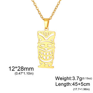 Myshape Tiki Totem Collar Pueblo Indígena Máscara Cultura Tribal Colgante Geométrico Joyería de Acero Inoxidable - Product Image 6