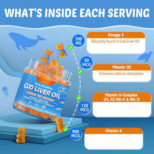 Gummies d'Huile de Foie de Morue OEM 1000mg avec Oméga 3 DHA EPA Vitamine A Vitamine D <span class=keywords><strong>K</strong></span> Complément pour Soutenir la Santé des Yeux et la Vision - Product Image 4