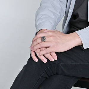 Fashion <b>Rings</b> Horse Head Design <b>Titanium</b> Steel Unisex Gift Jewelry Gold <b>Black</b> Silver Color - Product Image 2