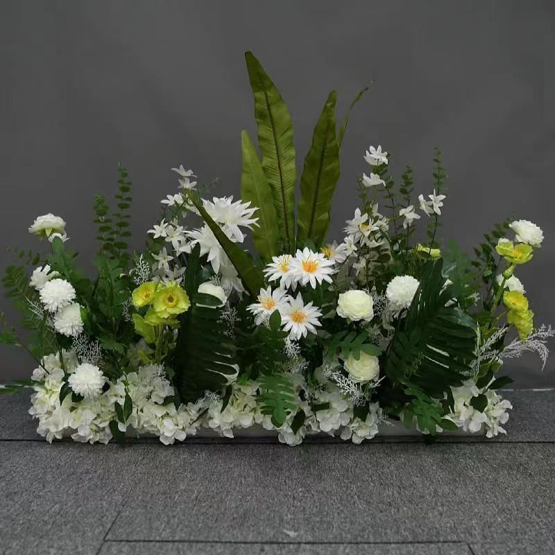 White and green striped floral pattern-style c-1m