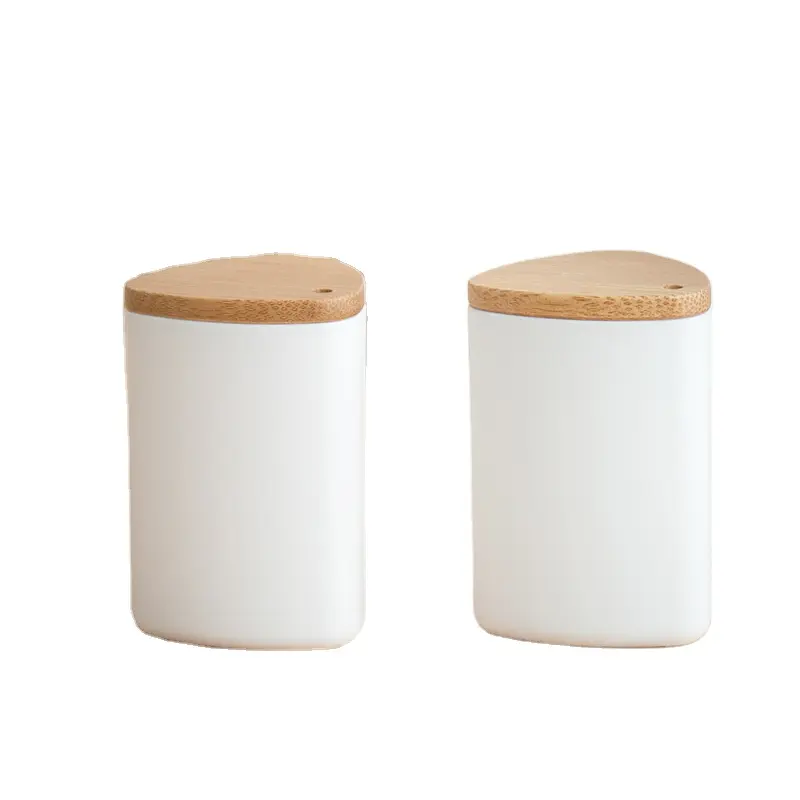 Plastic Toothpick Holder Bamboo Lid Simple Desktop Toothpicks Dispenser Jar Box for Home Restaurant Hotel