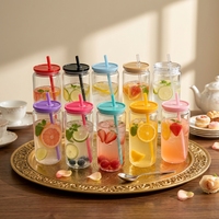 Gobelet en plastique écologique personnalisé 16oz vierge pour sublimation avec paille pour consommation directe, articles promotionnels pour le bureau et les fêtes