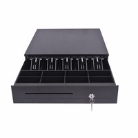 Cassetto Portadenaro Intelligente Nero con Vassoio per Banconote e Monete, Interfaccia RJ12 per Registratore di Cassa POS, Compatibile con Stampante da 17 Pollici