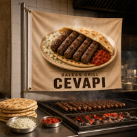 Drapeau promotionnel personnalisé en forme de saucisse serbe, bannière promotionnelle extérieure en polyester non tissé, résistante aux UV, signalétique imprimée numériquement
