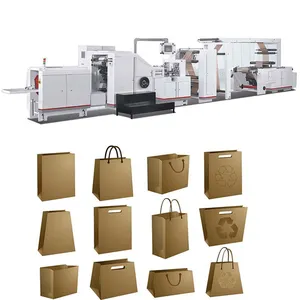 Máquina de fabricación de bolsas de papel kraft biodegradable, totalmente automática, fondo plano, para panadería