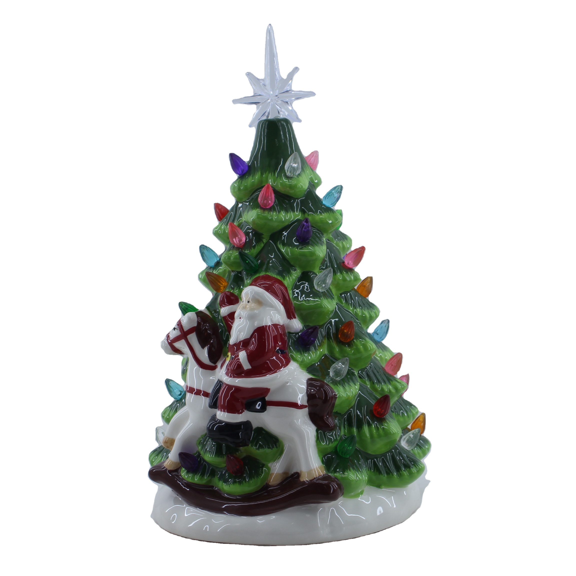 Питание от сети, красочные светящиеся бусины, Настольная подсветка, керамическая Рождественская елка