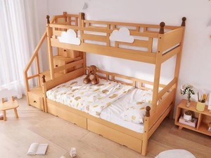 KIDS <strong>Beds</strong> Custom Built Small Kids Adjustable Double Loft Natural Solid Wood Bunk <strong>Beds</strong> <strong>With</strong> Stairs Kids Bunk <strong>Beds</strong> - Product Image 3