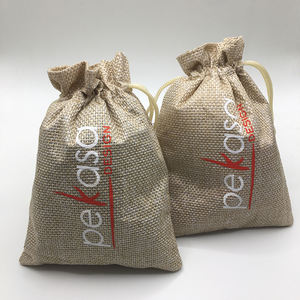 大号 15x20 厘米定制徽标印刷数码直接喷射防水层压抽绳袋黄麻亚麻袋中国 - Product Image 5