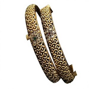 STUNNING SPARKLES Flawless Premium Quality Gold Plated Zircon Stone Two Set Openable Fashion Bangles for Women Wedding Wear - Product Image 2