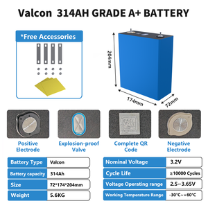 Batería de ciclo profundo LiFePO4 <span class=keywords><strong>Valcon</strong></span> de 3.2V 314Ah, grado A+, DDP, entrega rápida, almacenamiento de energía solar y eólica, 10000 ciclos, ¡gran oferta! - Product Image 2
