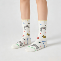 Chaussettes mi-mollet personnalisables pour femmes, tendance automne-hiver, en coton peigné respirant, imprimées, motif mystère, sans coutures