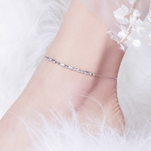 Chaîne de <span class=keywords><strong>cheville</strong></span> en <span class=keywords><strong>argent</strong></span>, perles du style européen, ornements du pied simples, chaîne élégante S925 - Product Image 4