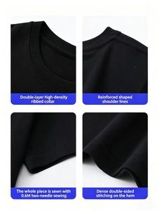 Camiseta de Manga Larga de Punto 100% Algodón de Alto Gramaje para Hombre, con Cuello Redondo, Impresión de Logotipo Personalizado, Ajuste Delgado, Manga Corta, Color Sólido, Lisa - Product Image 3