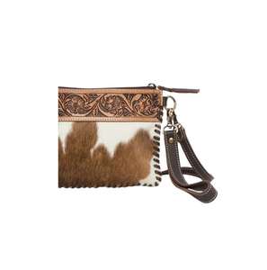 Bolso de mano de piel de vaca con pelo de primera calidad, diseño floral, con herrajes de latón, para mujer, de gran venta. - Product Image 1