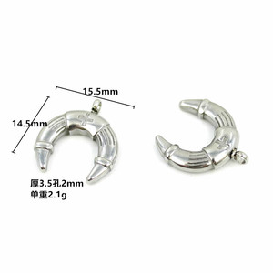 Anno Jewelry - Colgante de Luna Creciente de Acero Inoxidable, Superficie Lisa, Conector para Joyería DIY - Product Image 3