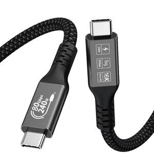 Dual Type-C Sét 5 dữ liệu video cáp 80g/120Gbps tốc độ cao Nylon Áo khoác sạc nhanh cho đĩa cứng pd240w 5A chức năng - Product Image 1