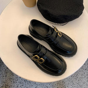 Ciabatte in pelle con plateau e tacco largo, modello Fugu Lofu, a punta, antiscivolo, da donna, per autunno, primavera ed estate, stile retrò. - Product Image 3