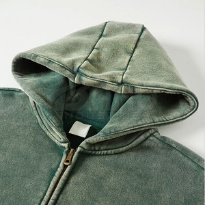 Sudadera con capucha de lana suave lavado con ácido para hombre, estilo con cremallera, diseño personalizado, estampado, temporada de otoño, gran oferta, sudadera - Product Image 2