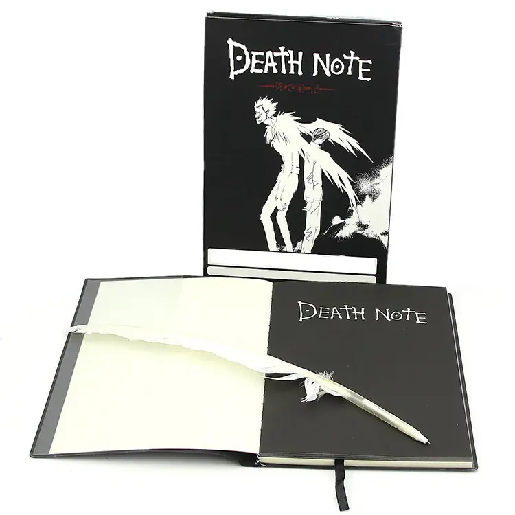 Pronto Para Enviar Anime Death Note Notebook Set Couro Diário e Colar Caneta Pena Animação Arte Escrita Jornal