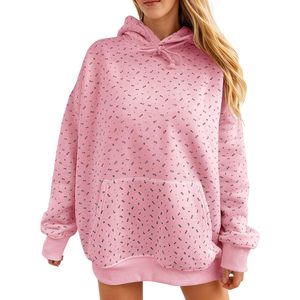 Sweat-shirts à capuche oversize pour femmes, à motif floral, décontractés, à manches longues, coupe ample, avec cordon de serrage - Product Image 1