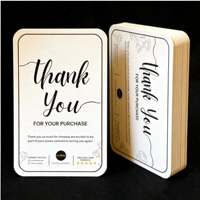 Cartes de remerciement personnalisées pour marque de bijoux avec reliure parfaite et impression numérique sur carton duplex, pelliculage pour emballage cadeau événementiel