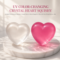 Jouet Cœur Changeant de Couleur, Doux au Toucher, à Presser, Cadeau Nouveauté pour Enfants et Adultes, Idéal pour la Saint-Valentin, Vente au Détail et en Gros