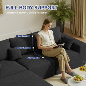 Sofá Seccional Moderno en Forma de L de Chenilla y Esponja, Sin Necesidad de Montaje, Soporte Ergonómico, Almohadas Extraíbles, Sofá Cama de Gran Capacidad para - Product Image 6