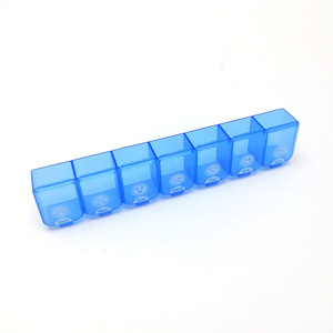Transparent Blue 7 Compartment Pill <b>Box</b> With Lid Medicine <b>Storage</b> Case For Daily Use - Product Image 1