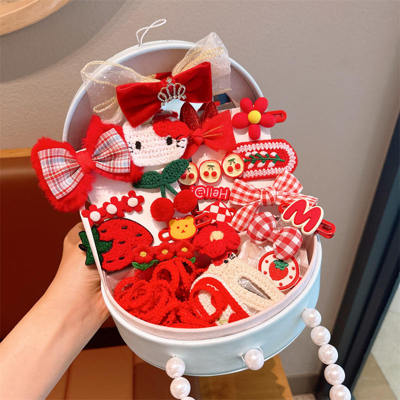 Children's Hair Accessories Girls Hair Clip Set Gift Box Little Girls Hair Card Princess Head String Leather Band Jewelry Box