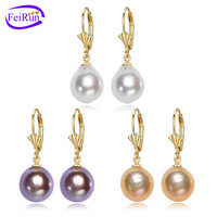 Feimefeirun — boucle d'oreille Simple 11-12mm, edison baroque 3A, boucles d'oreille avec perles d'eau douce, Design naturel
