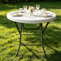 Table de repas pliable d'extérieur, structure métallique, table portable en plastique pour la maison, l'hôtel, le restaurant