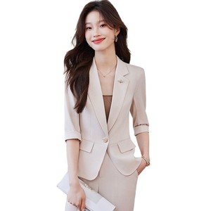 Women's Suit <b>Set</b> Polyester Three Quarter Sleeve Breathable <b>Office</b> Lady Summer Formal Wear - Product Image 5