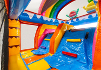 Château gonflable à thème tropical, toboggan et piscine aquatique combinés, bâche en PVC de 0,55 mm pour la location d'événements pour enfants OEM ODM