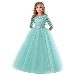open lace back dress little girls dresses Elegant O-Neck Sleeveless kids ball gown A-Line S   Avadress