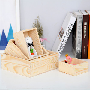 Caja de Almacenamiento de Madera Maciza con Tapa Abierta, Organizador de Escritorio Rectangular, Tamaño Personalizable, Embalaje General - Product Image 3