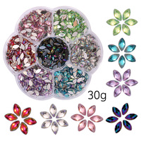 Nouvelle résine arc creux perle pentagramme maquillage des yeux papillon ongles accessoires 7-grille fleur de prunier boîtes ongles breloques