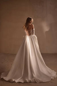 Mily Bridal MHL637 Reiß verschluss zurück Baskisches Korsett Schatz Abnehmbarer Zug 2 in 1 Spitze Brautkleid mit Bolero - Product Image 3