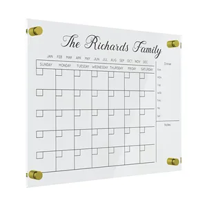 丙烯酸月墙日历; 可重复使用的干擦丙烯酸日历组织者，带4个标记，用于家庭，办公室，学习12x 24英寸
