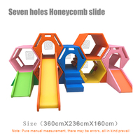 Ensemble combiné d'escalade et de glisse en nid d'abeille arc-en-ciel, jeu de labyrinthe en nid d'abeille, aire de jeux intérieure, ensemble de jeux doux pour enfants d'âge préscolaire