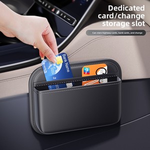 Sac de rangement en cuir pour voiture, organisateur de console centrale adhésif, pour sièges conducteur et passager, multifonctionnel, pour fente de siège intérieur - Product Image 2